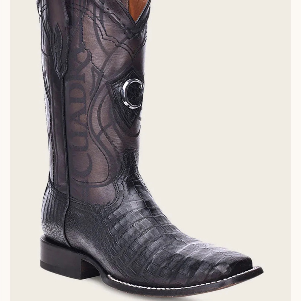 Men’s Black Western Cowboy Boots with Exotic Leather